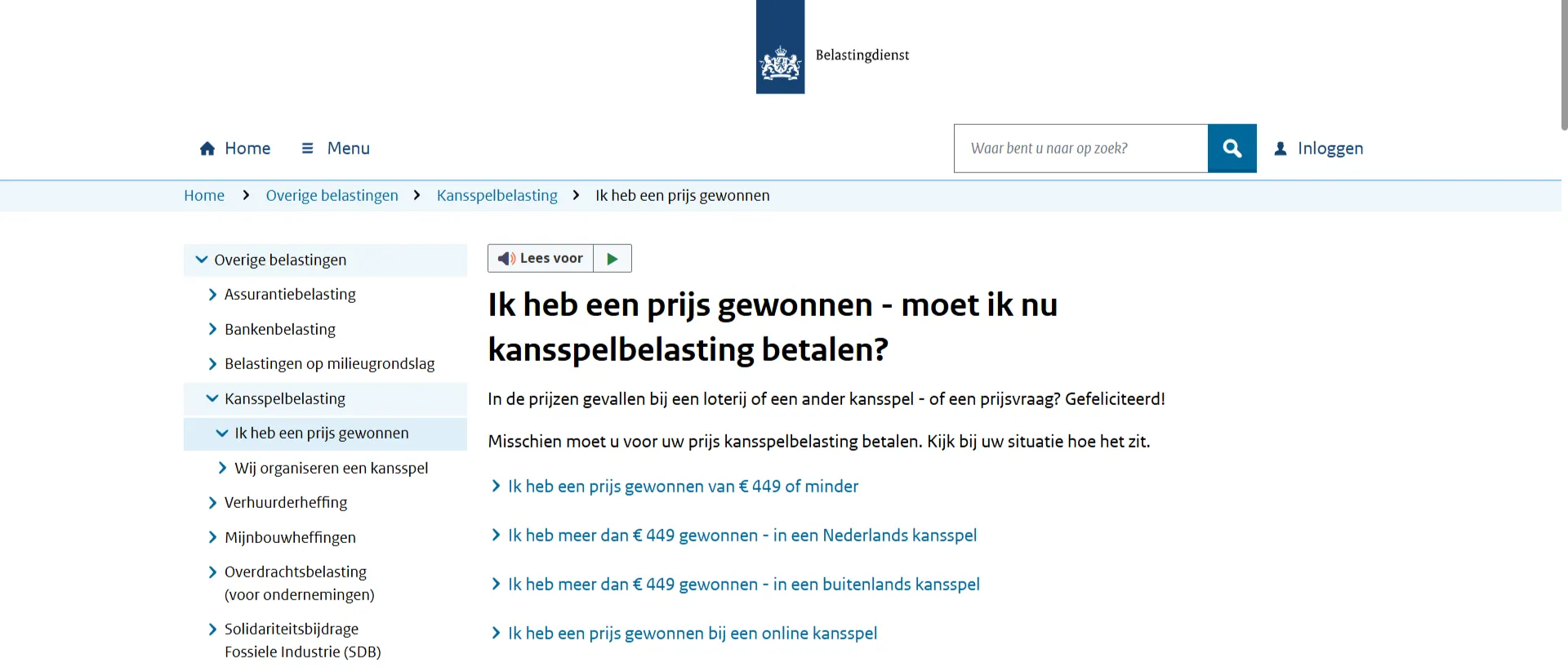 Belastingdienst informatie over online kansspelen zonder Nederlandse vergunning